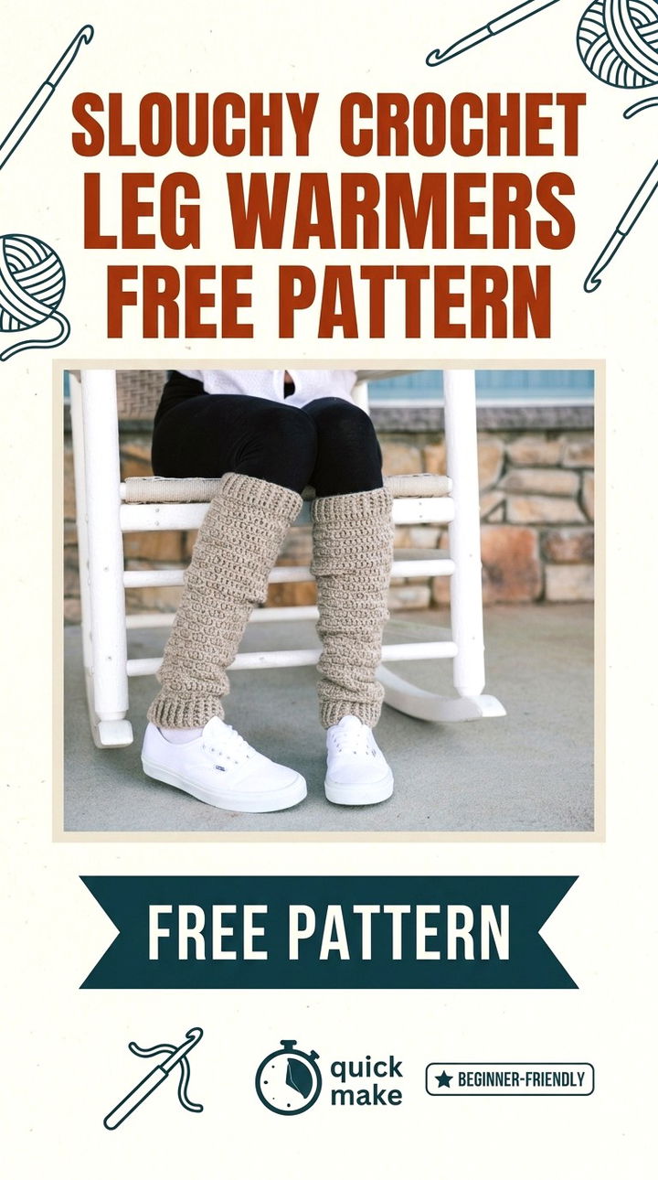 Slouchy Crochet Leg Warmers Trendy Retro Chic One Skein Wonder
