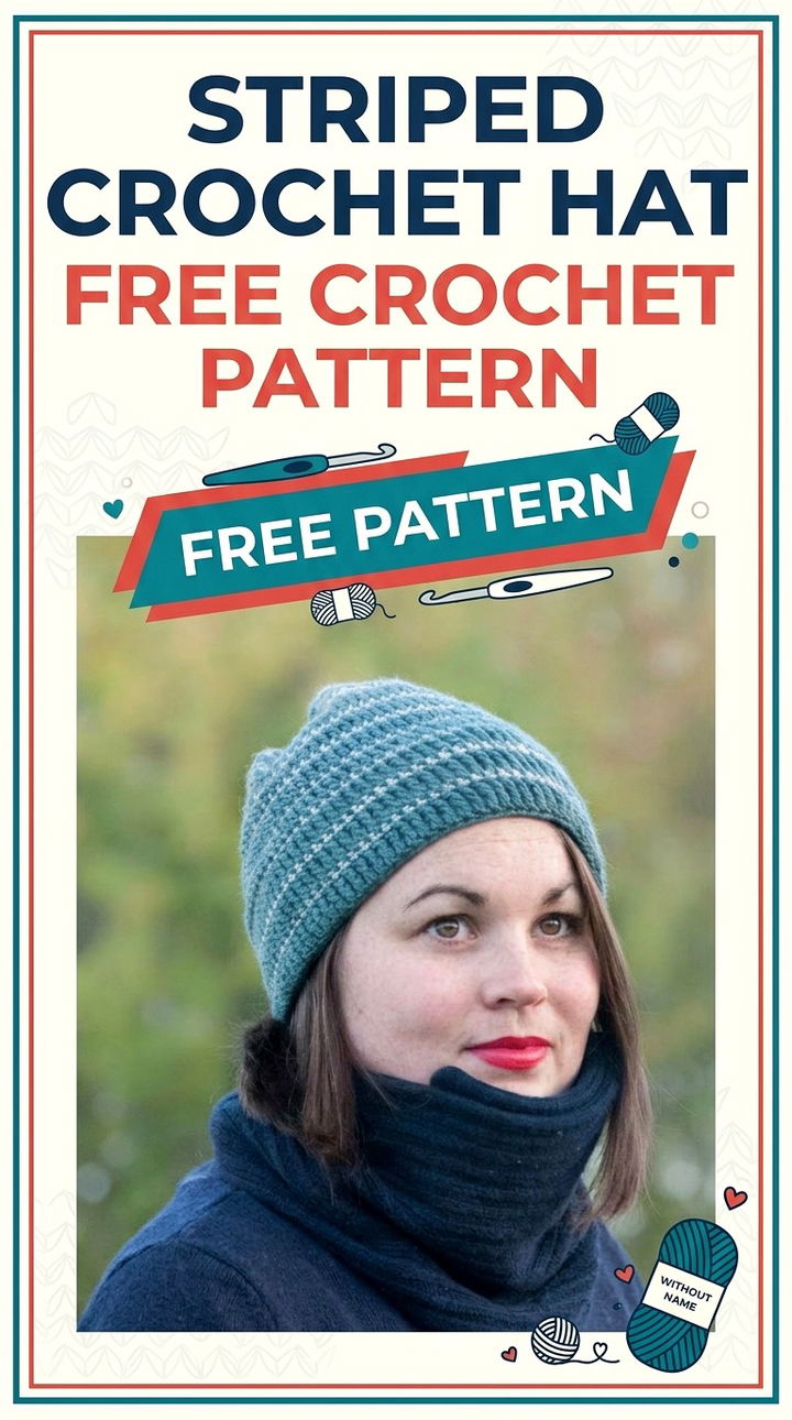 Striped Crochet Hat Vibrant Retro Chic Bohemian Accessory Accent