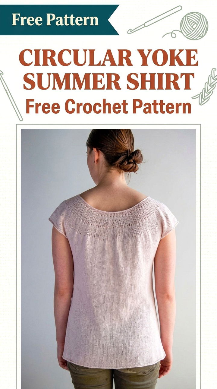 Circular Yoke Summer Shirt Vibrant Retro Chic Bohemian Top Accent