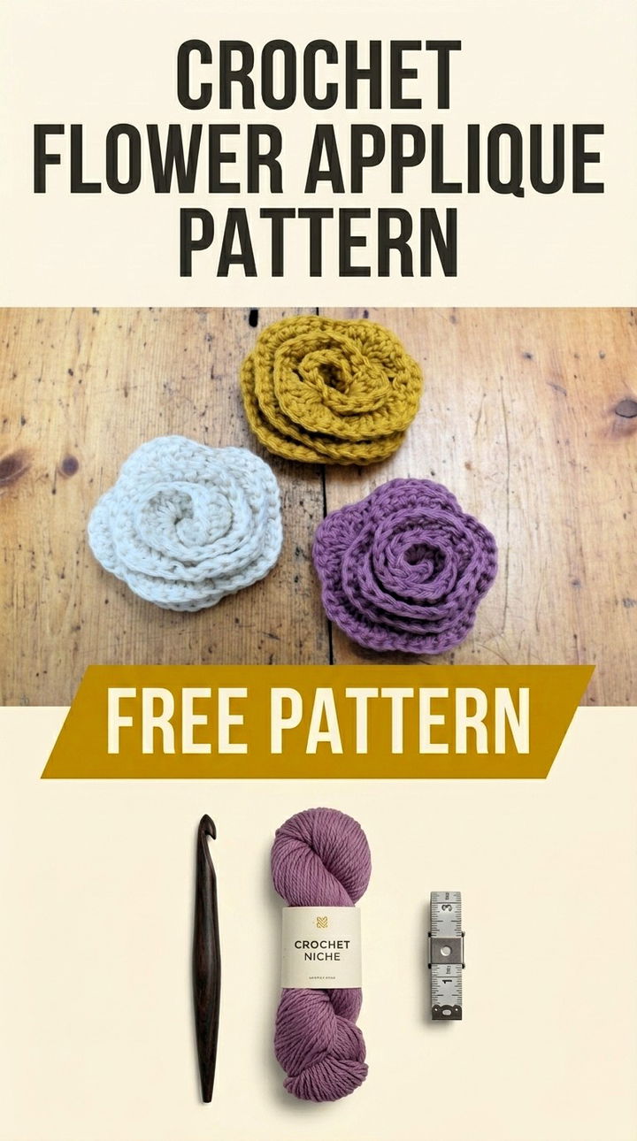 Crochet Flower Applique Vibrant Retro Chic Botanical Embellishment