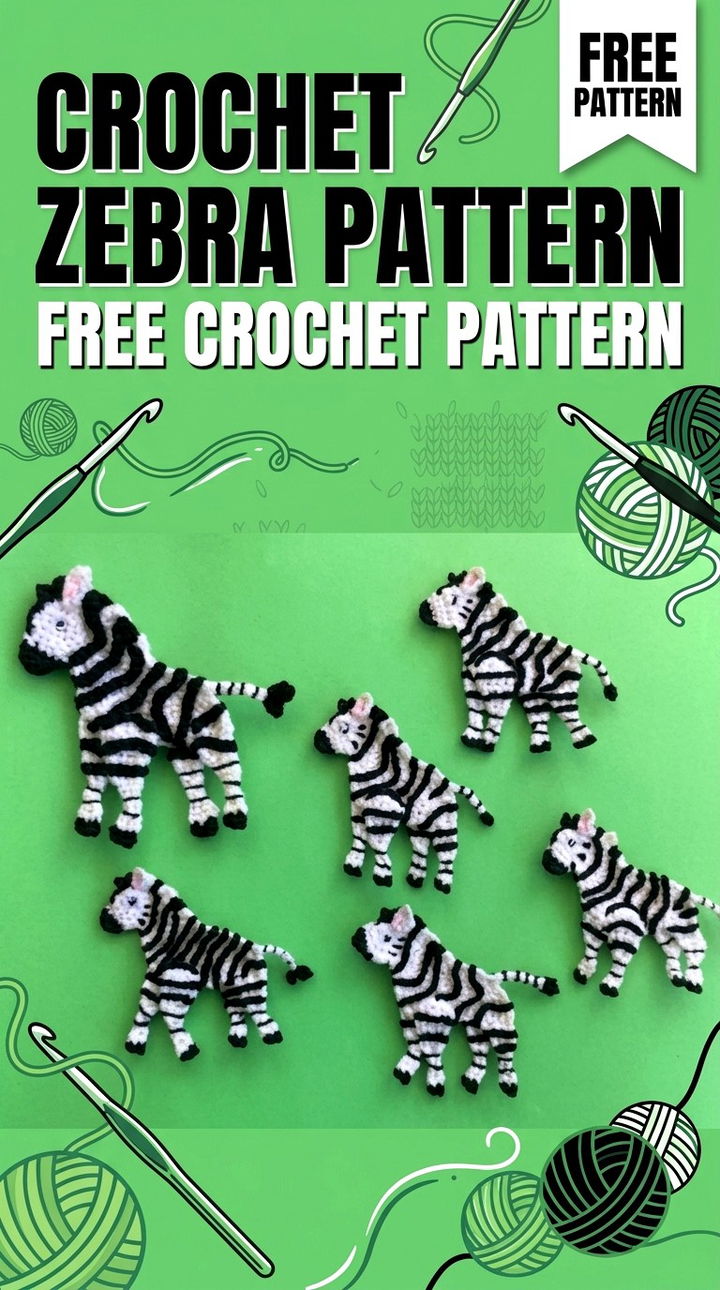 Crochet Zebra Pattern Whimsical Retro Chic Safari Amigurumi