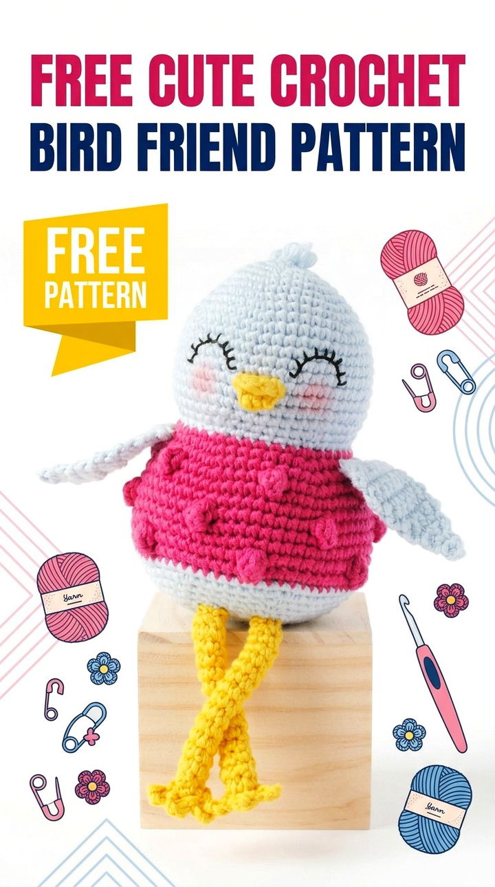 Free Cute Crochet Bird Friend Pattern Modern Retro Boho Style