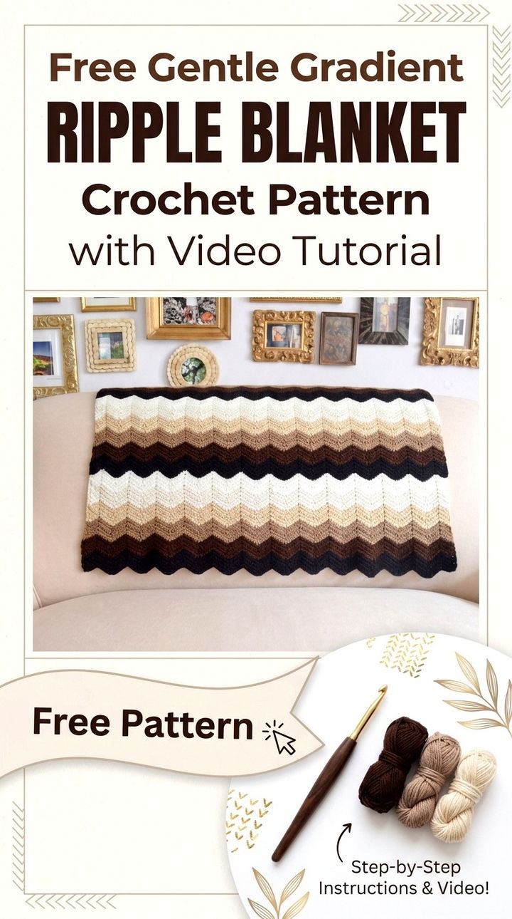 Free Gentle Gradient Ripple Blanket Crochet Pattern