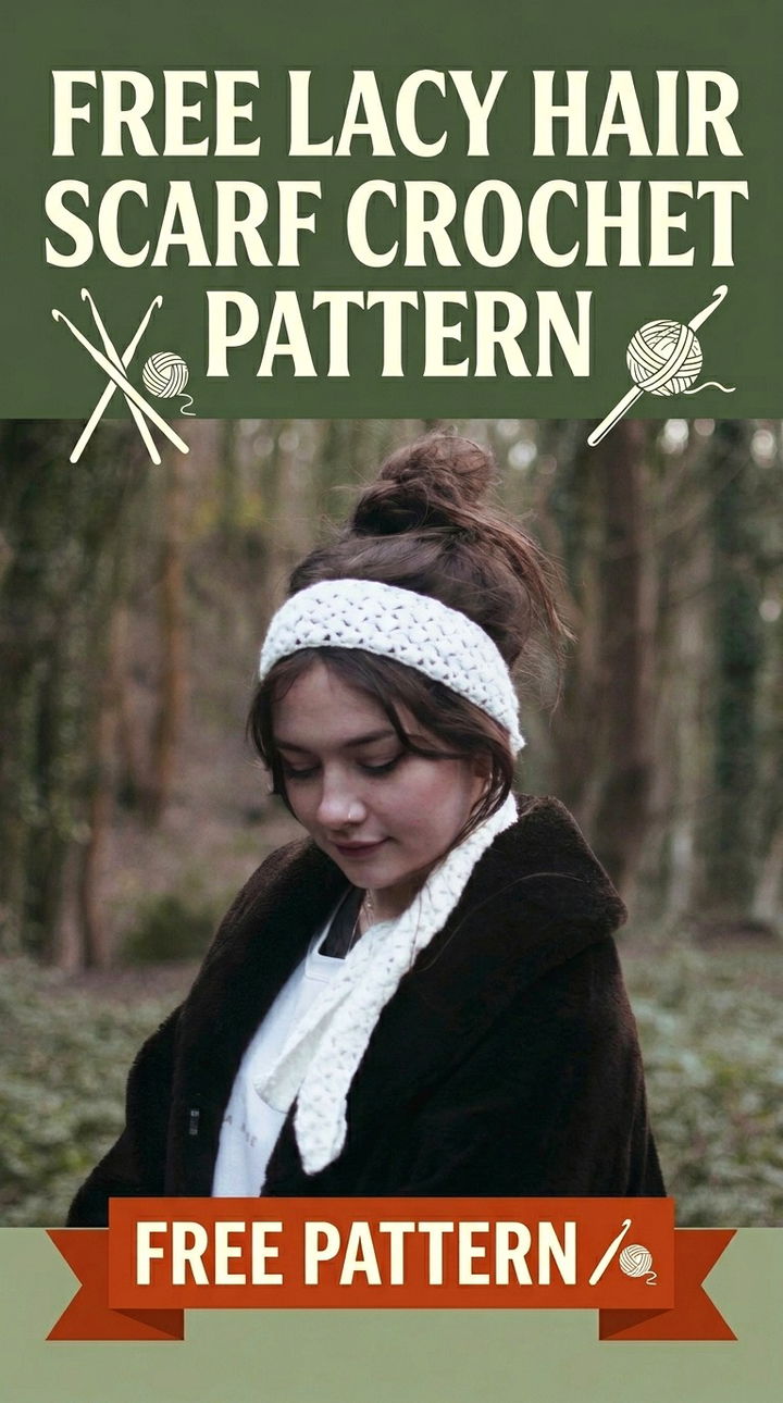 Free Lacy Hair Scarf Pattern Vibrant Retro Chic Breathable Hair Accessory