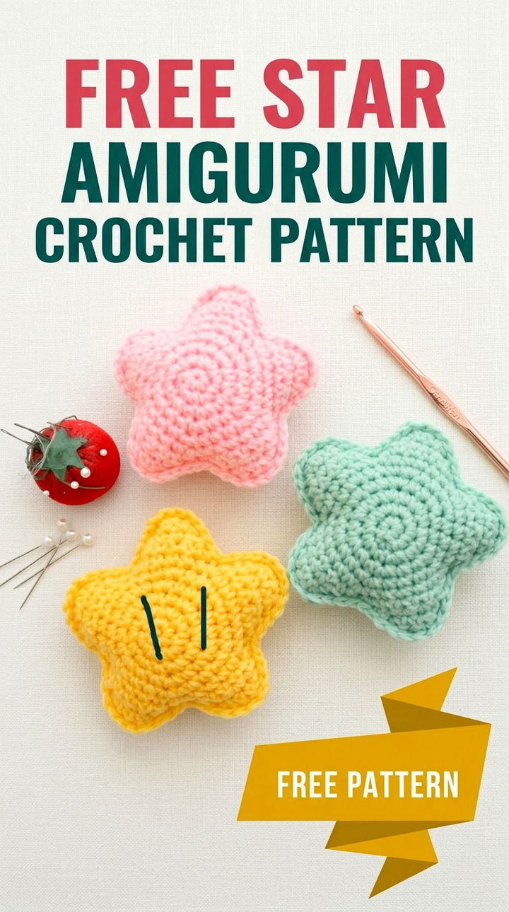 Free Star Amigurumi Crochet Pattern Modern Retro Boho Style