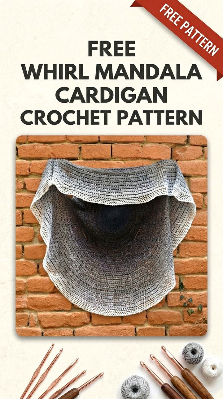 Free Whirl Mandala Cardigan Crochet Pattern Modern Retro Boho Style