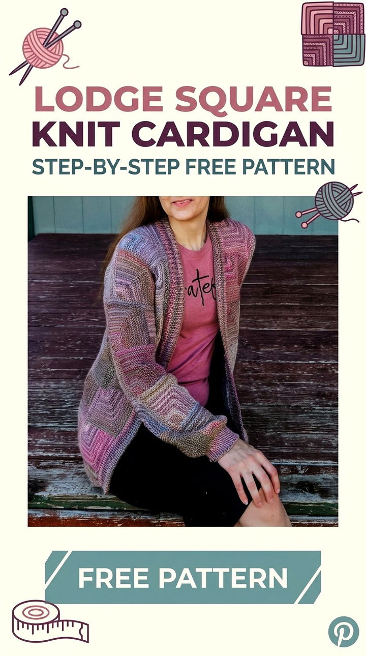 Lodge Square Knit Cardigan Vibrant Retro Chic Oversized Layering Accent