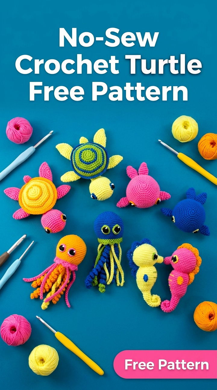 No Sew Crochet Turtle Free Pattern Vibrant Retro Chic Bohemian Lifestyle Accent