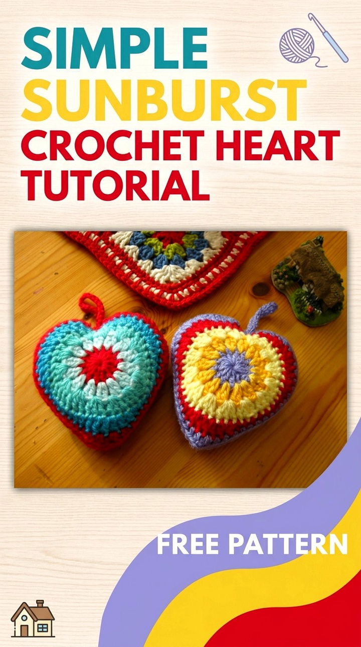 Simple Sunburst Crochet Heart Tutorial Vibrant Bohemian Charm