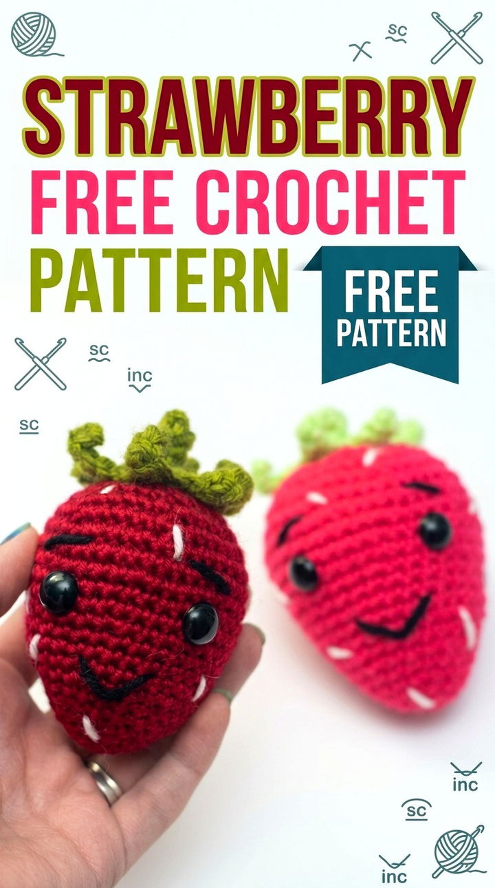 Strawberry Patch Vibrant Retro Chic Crochet Fruit Accent