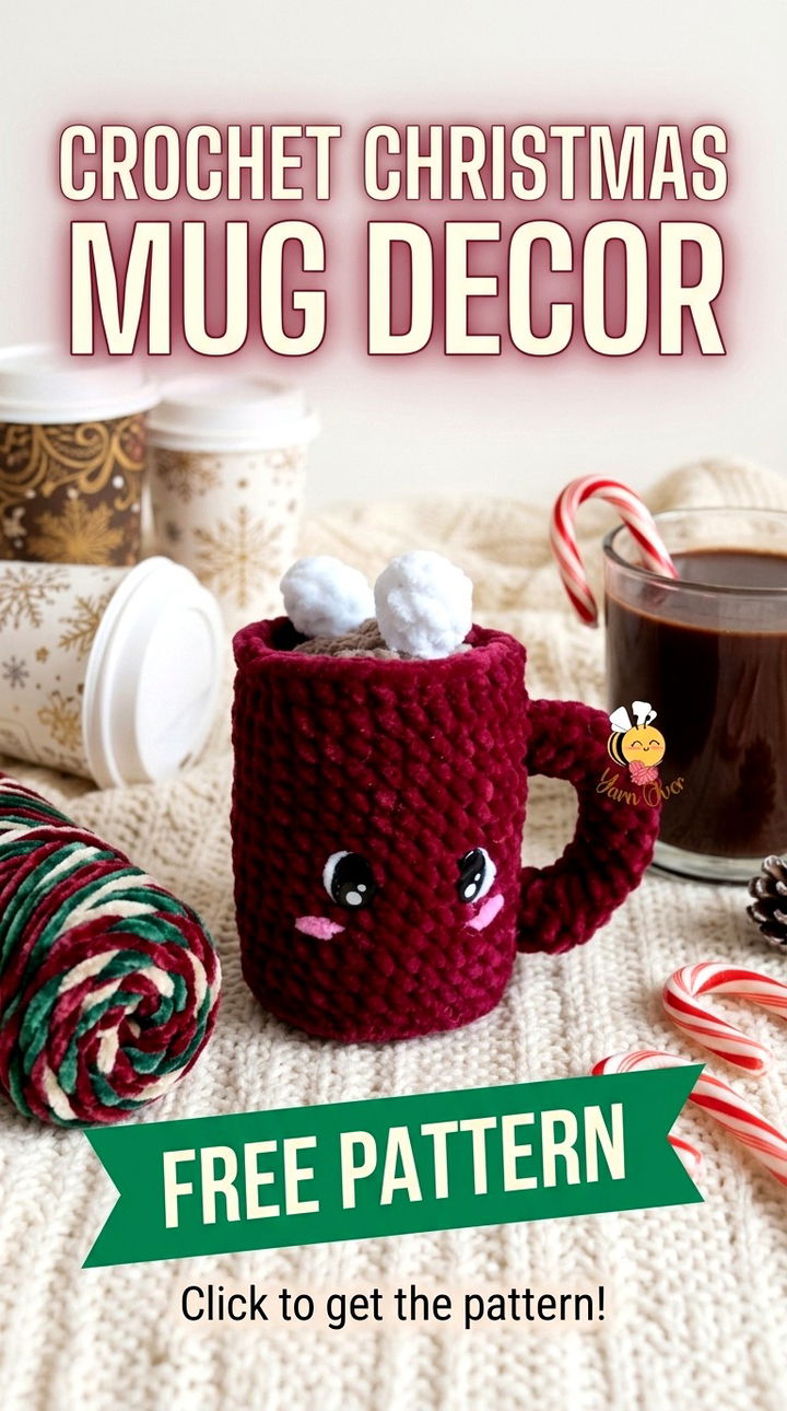 Trendy Crochet Christmas Mug Decor Free Pattern