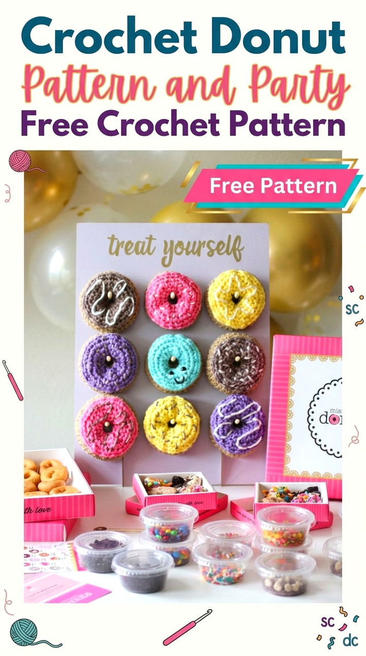 Crochet Donut Pattern and Party Fun Retro Chic Festive Amigurumi