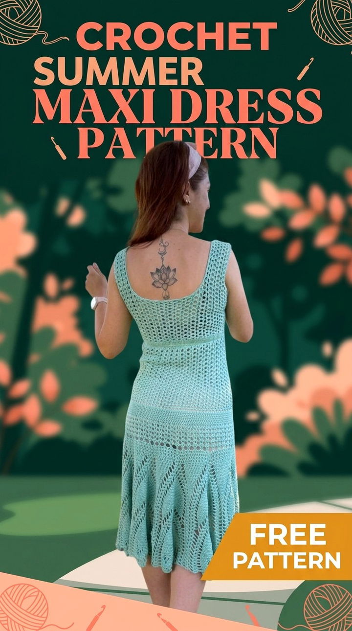 Crochet Summer Maxi Dress Pattern Vibrant Retro Chic Bohemian Statement Piece