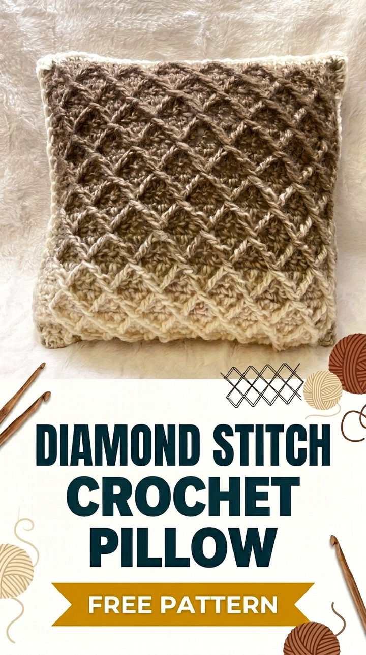 Diamond Stitch Crochet Pillow Vibrant Retro Chic Textured Geometric Decor