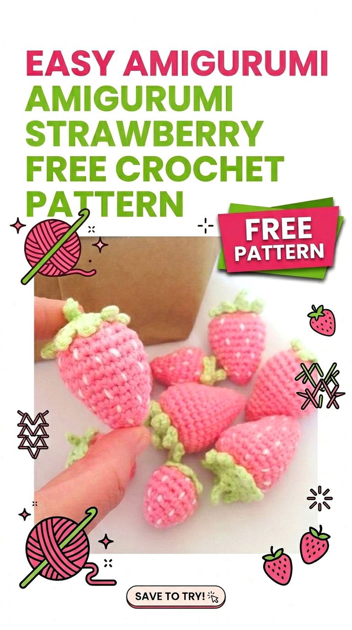 Easy Amigurumi Strawberry Adorable Retro Chic Crochet Fruit in Two Sizes