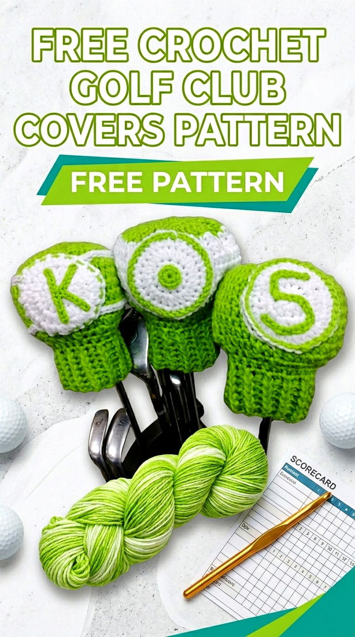 Free Crochet Golf Club Covers Pattern Modern Retro Boho Style..