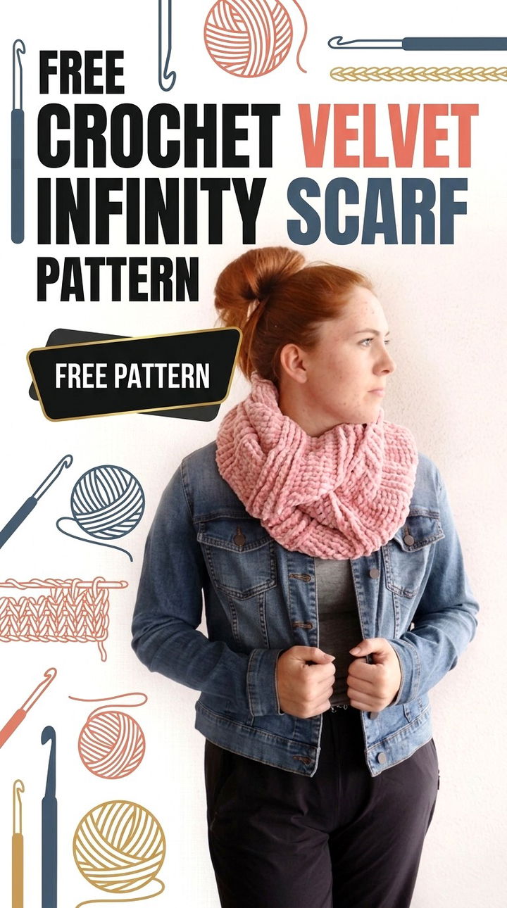 Free Crochet Velvet Infinity Scarf Pattern Modern Retro Boho Style