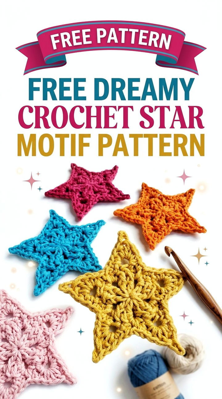 Free Dreamy Crochet Star Motif Pattern Modern Retro Boho Style