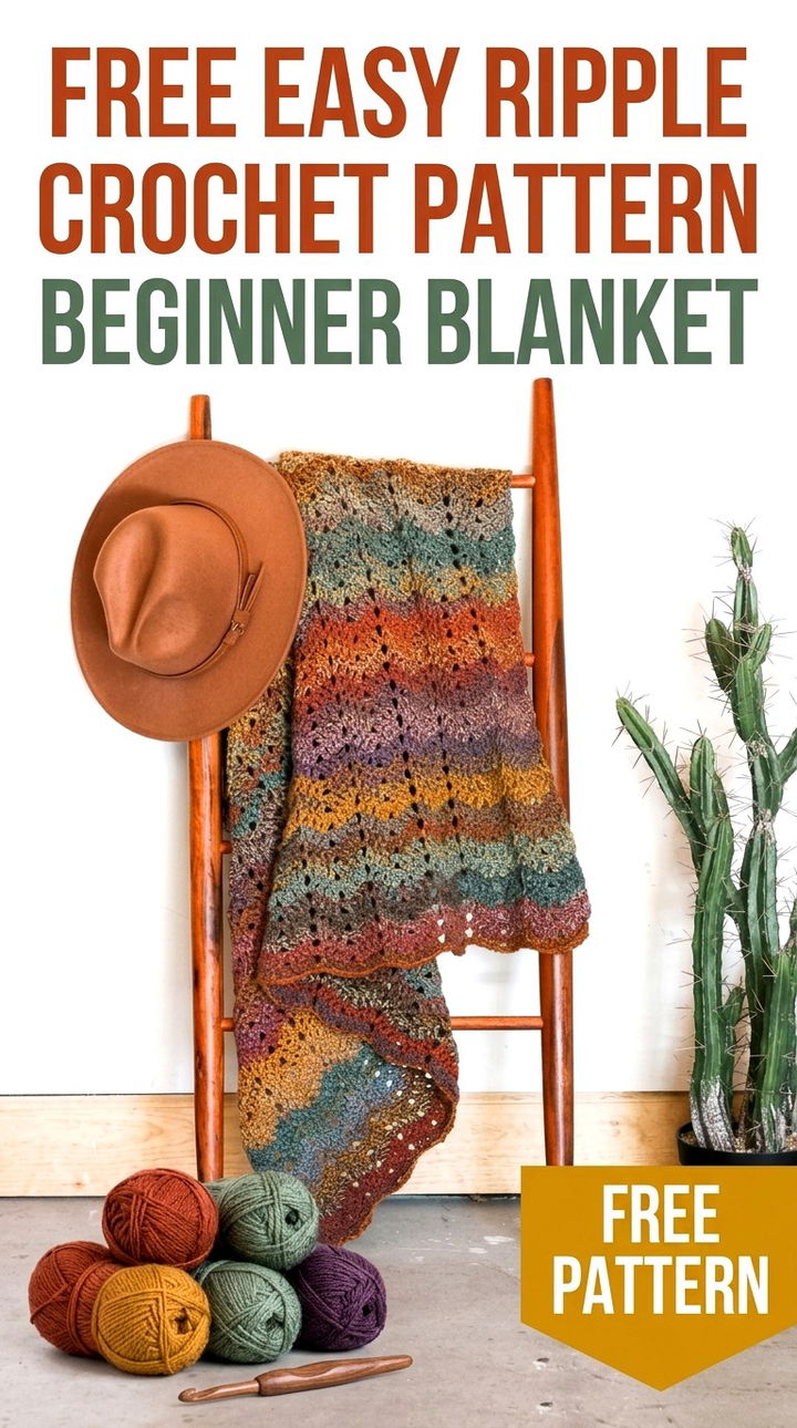 Free Easy Ripple Crochet Pattern for Beginners Modern Retro Boho Style