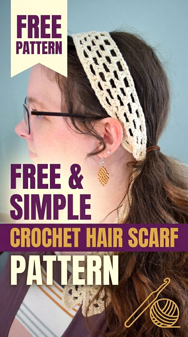 Free & Simple Crochet Hair Scarf Pattern Vibrant Retro Chic Effortless Hair Accessory