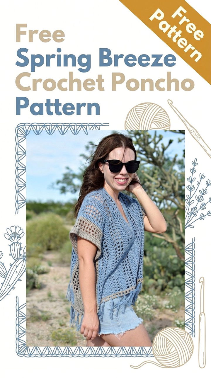 Free Spring Breeze Crochet Poncho Pattern Modern Retro Boho Style
