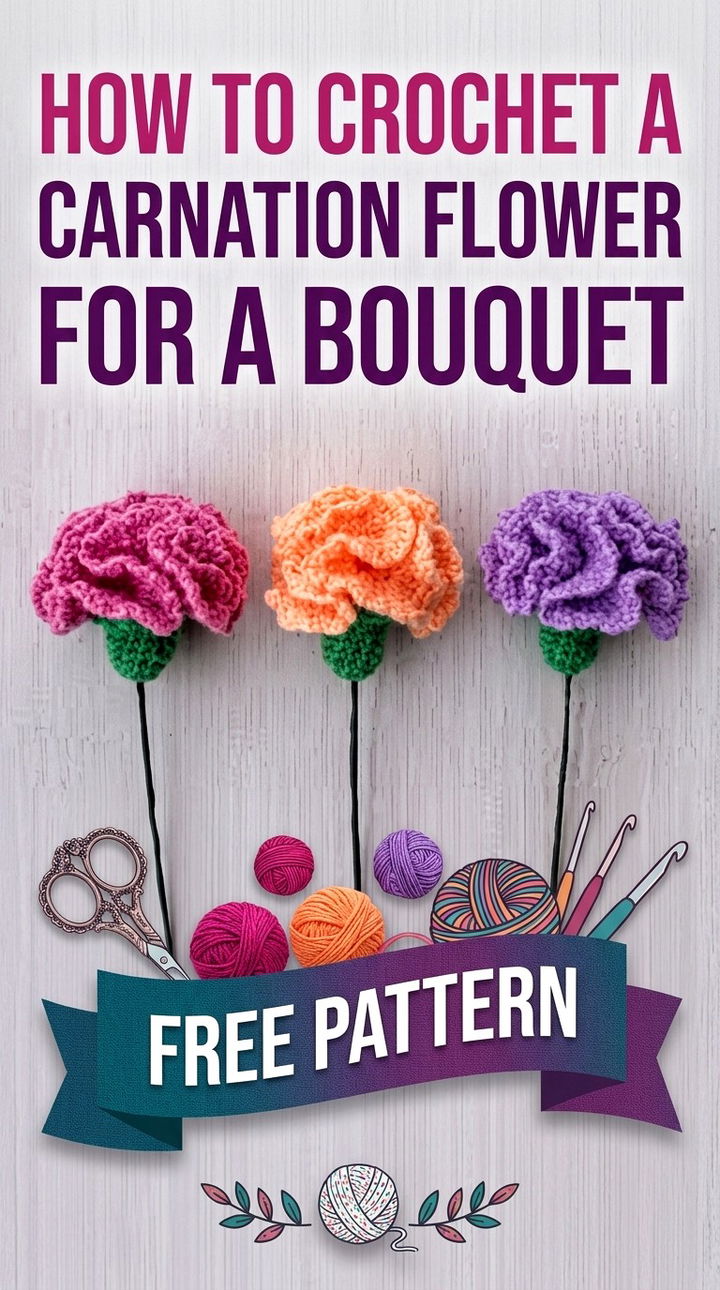 How to Crochet a Carnation Flower for a Bouquet Vibrant Retro Chic Botanical Accent