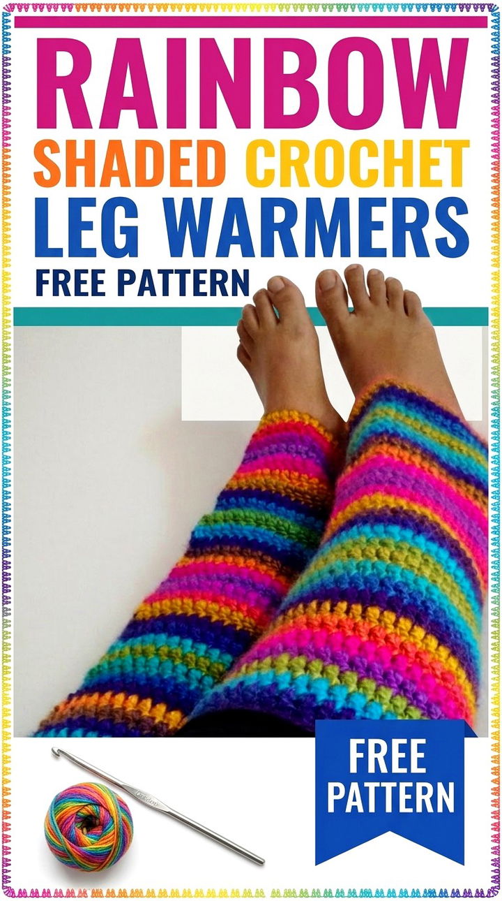 Rainbow Shaded Leg Warmers Vibrant Retro Chic Winter Crochet