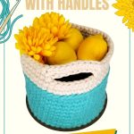 Super Sturdy Crochet Basket with Handles Vibrant Retro Chic Home Organizer