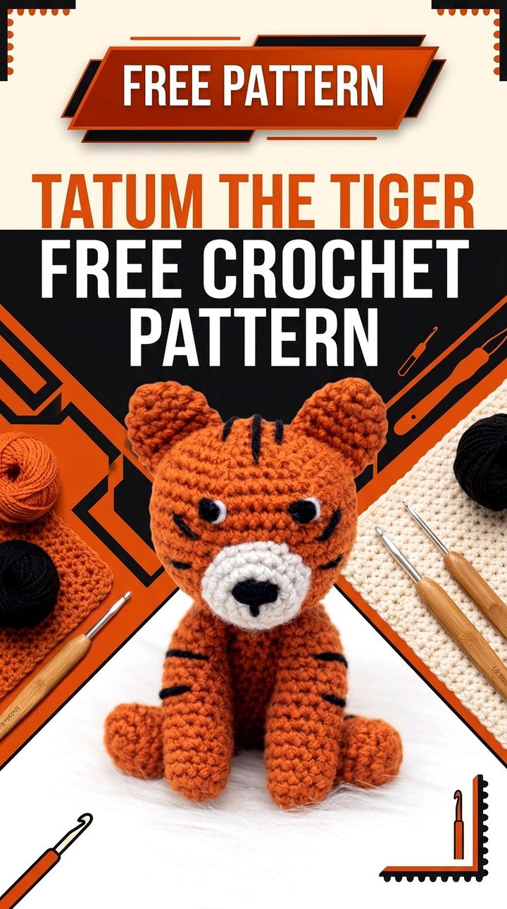 Tatum the Tiger Free Crochet Pattern Vibrant Retro Chic Bohemian Lifestyle Accent