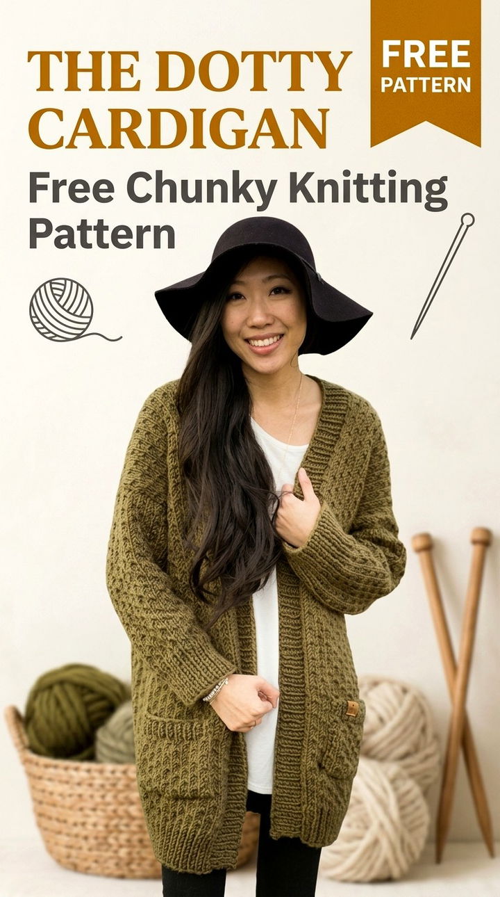 The Dotty Cardigan Vibrant Retro Chic Chunky Textured Accent
