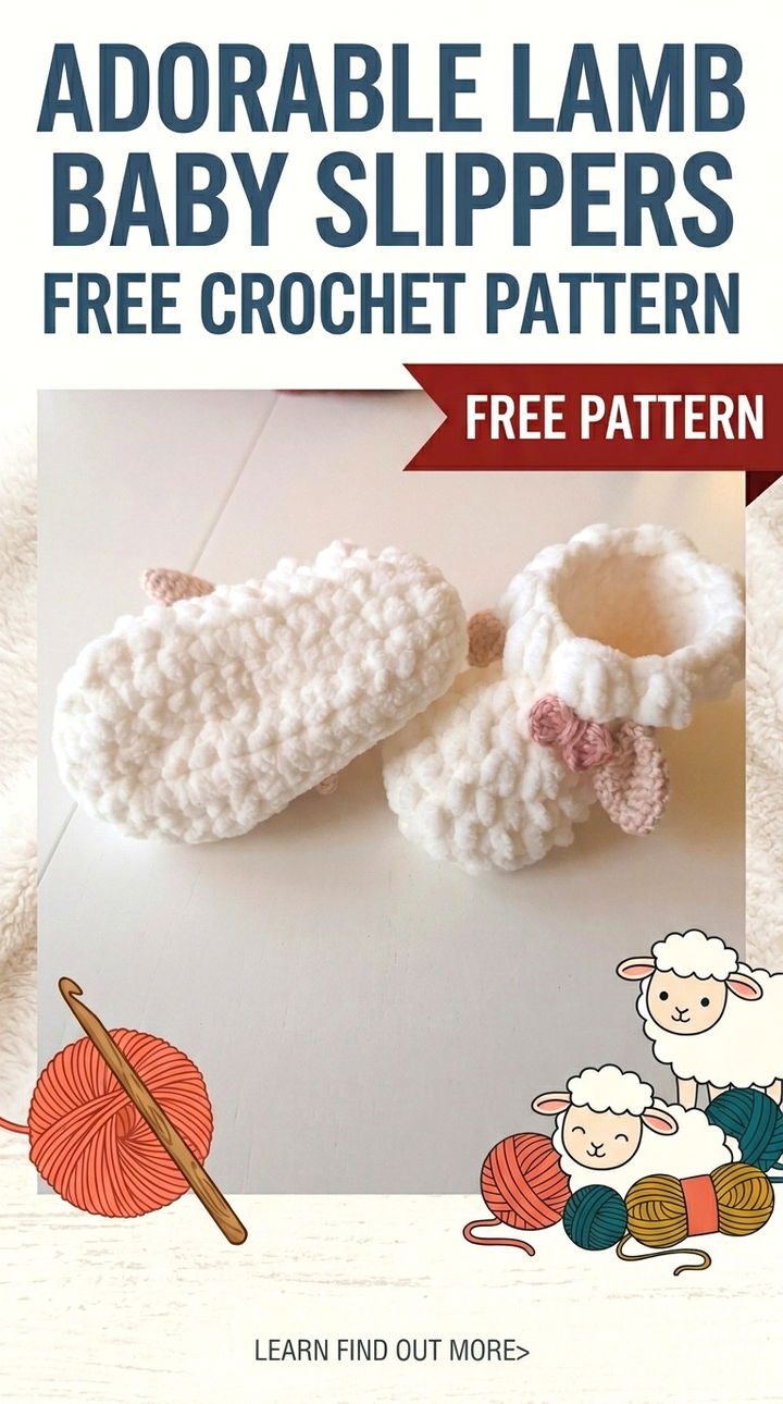 Adorable Lamb Baby Slippers Free Crochet Pattern