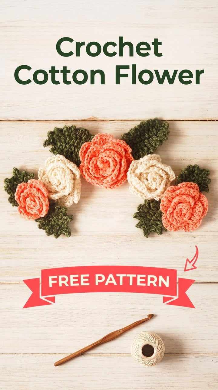 Crochet Cotton Flower Vibrant Retro Chic Botanical Accent
