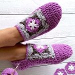 Crochet Square Slippers Cozy Retro Chic Folded Loungewear