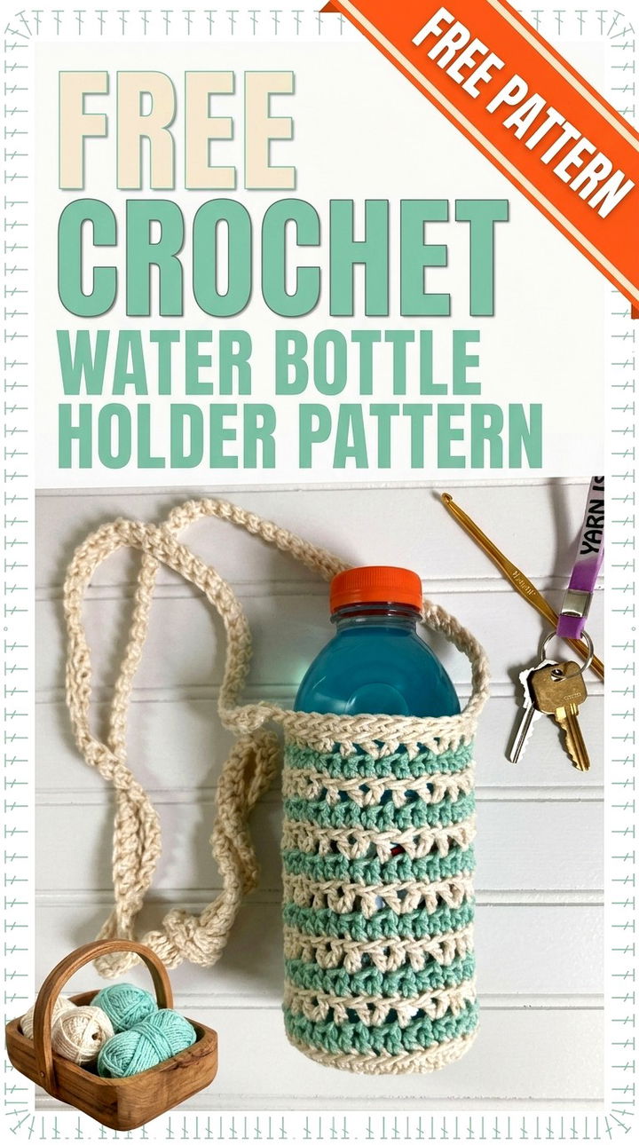 Crochet Water Bottle Holder Vibrant Retro Chic Eco Friendly Hydration