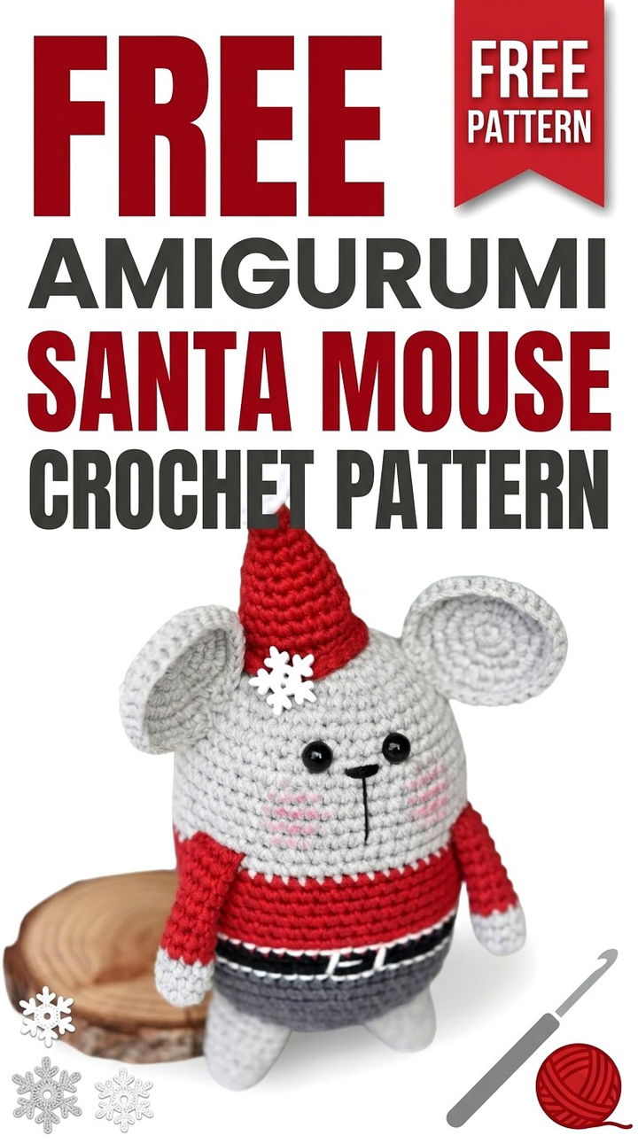 Free Amigurumi Santa Mouse Crochet Pattern Vibrant Retro Chic Bohemian Lifestyle Accent