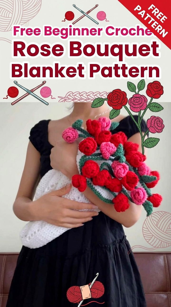 Free Beginner Crochet Rose Bouquet Blanket Pattern