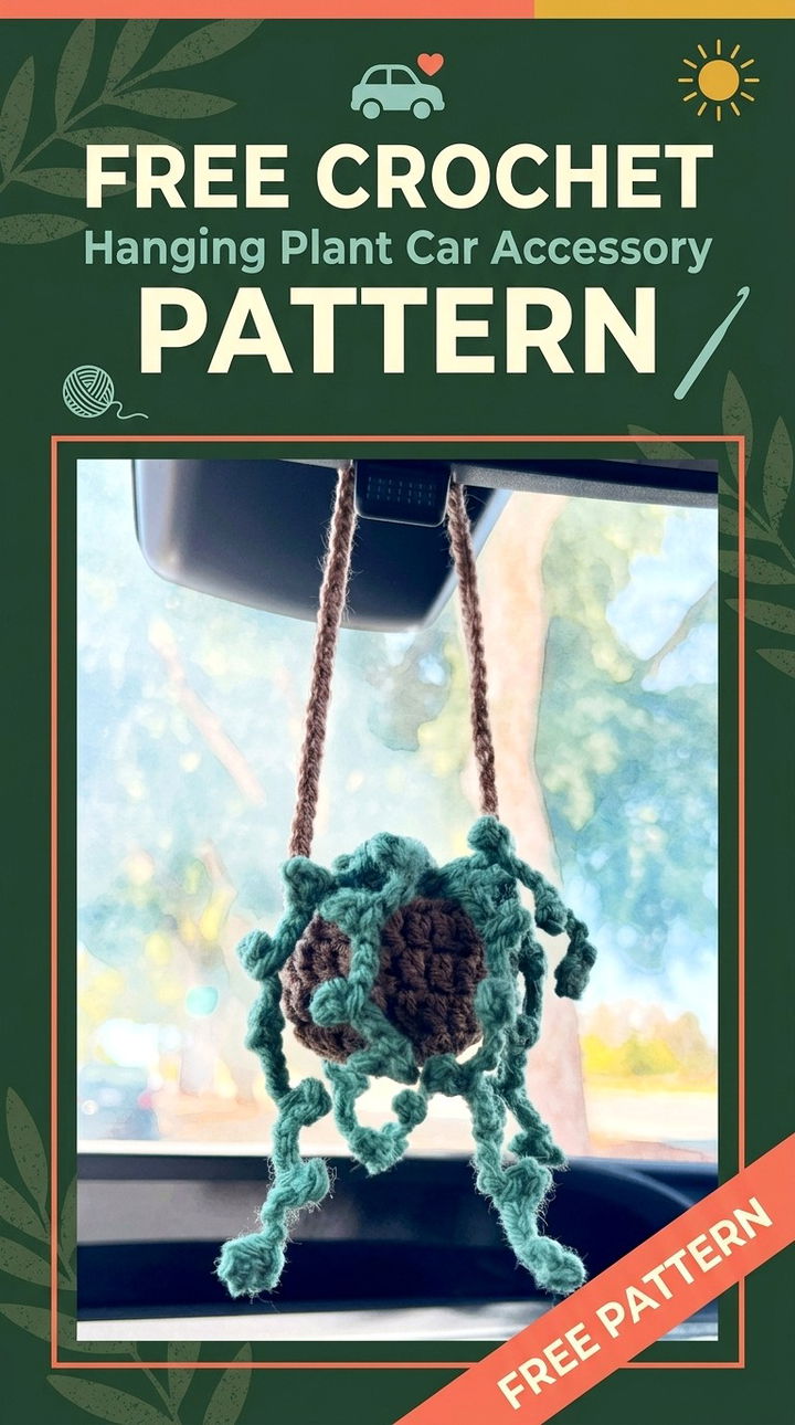 Free Crochet Hanging Plant Car Accessory Pattern Vibrant Retro Chic Bohemian Lifestyle Accent