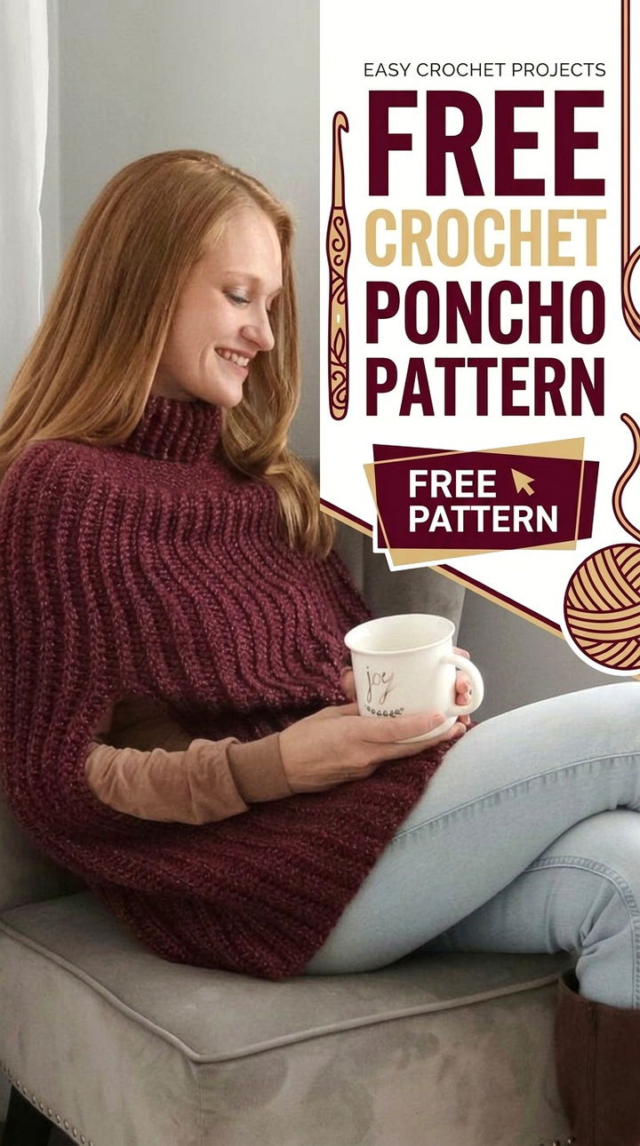 Free Crochet Poncho Pattern Modern Retro Boho Style