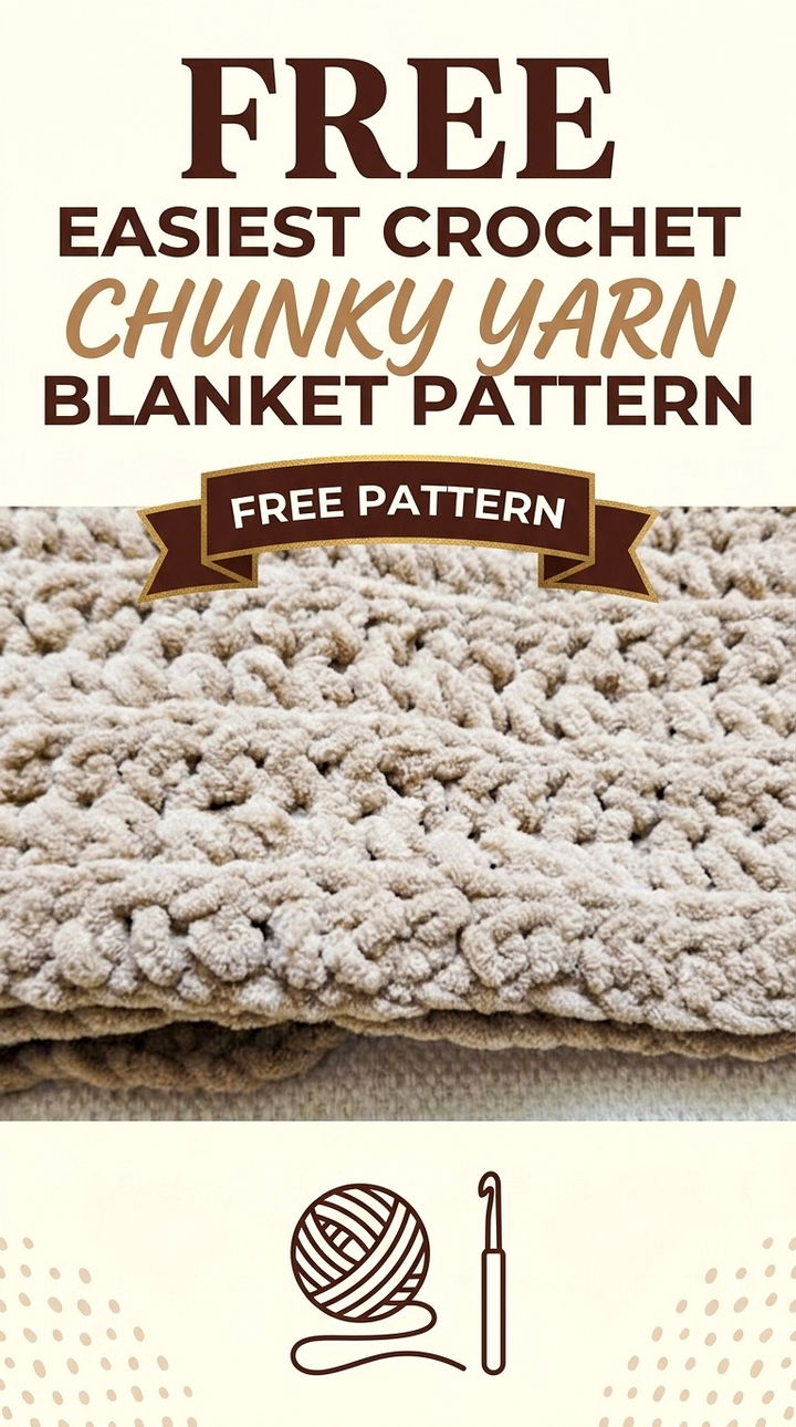 Free Easiest Crochet Chunky Yarn Blanket Pattern
