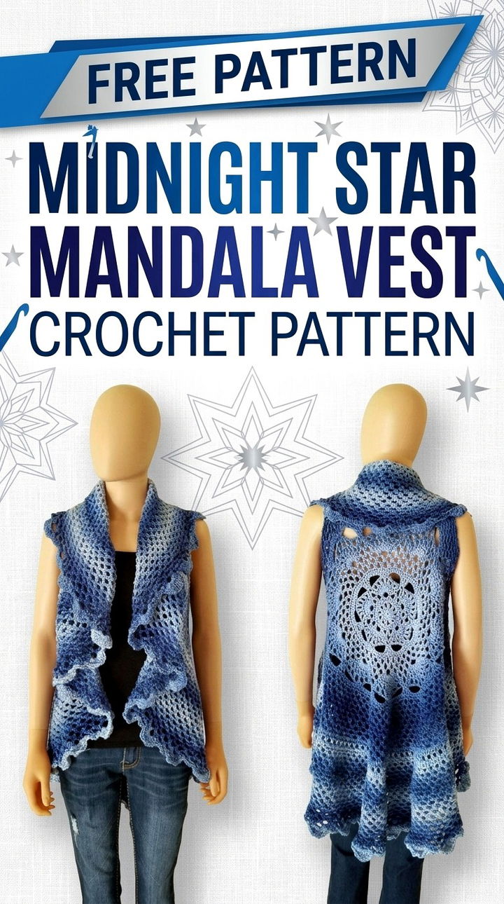 Free Midnight Star Mandala Vest Crochet Pattern Modern Retro Boho Style