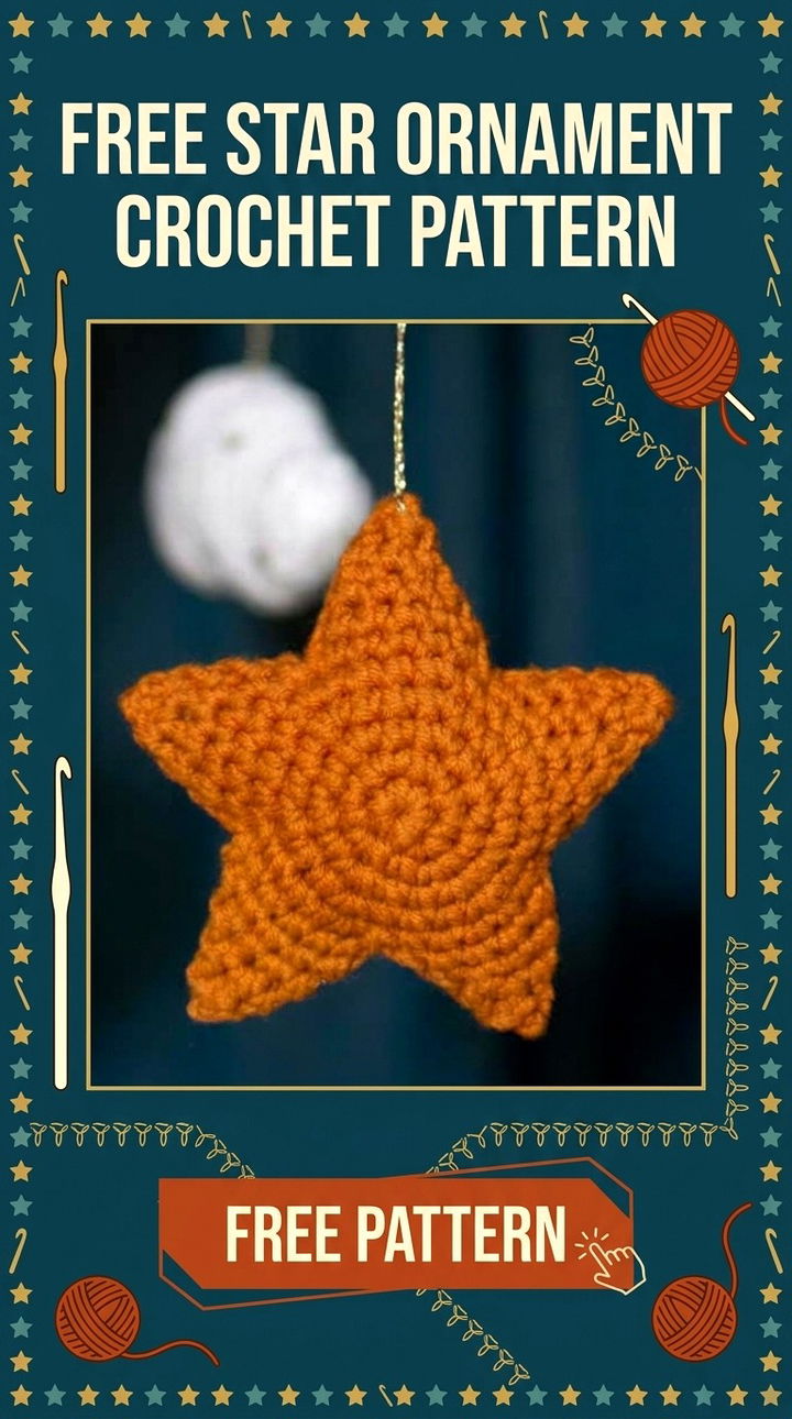 Free Star Ornament Crochet Pattern Modern Retro Boho Style