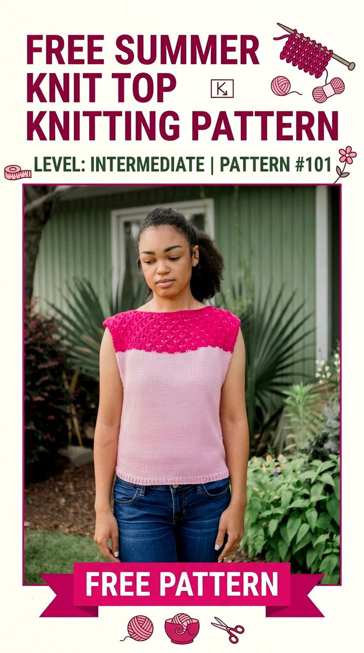 Free Summer Knit Top Lightweight Retro Chic Cotton Tee