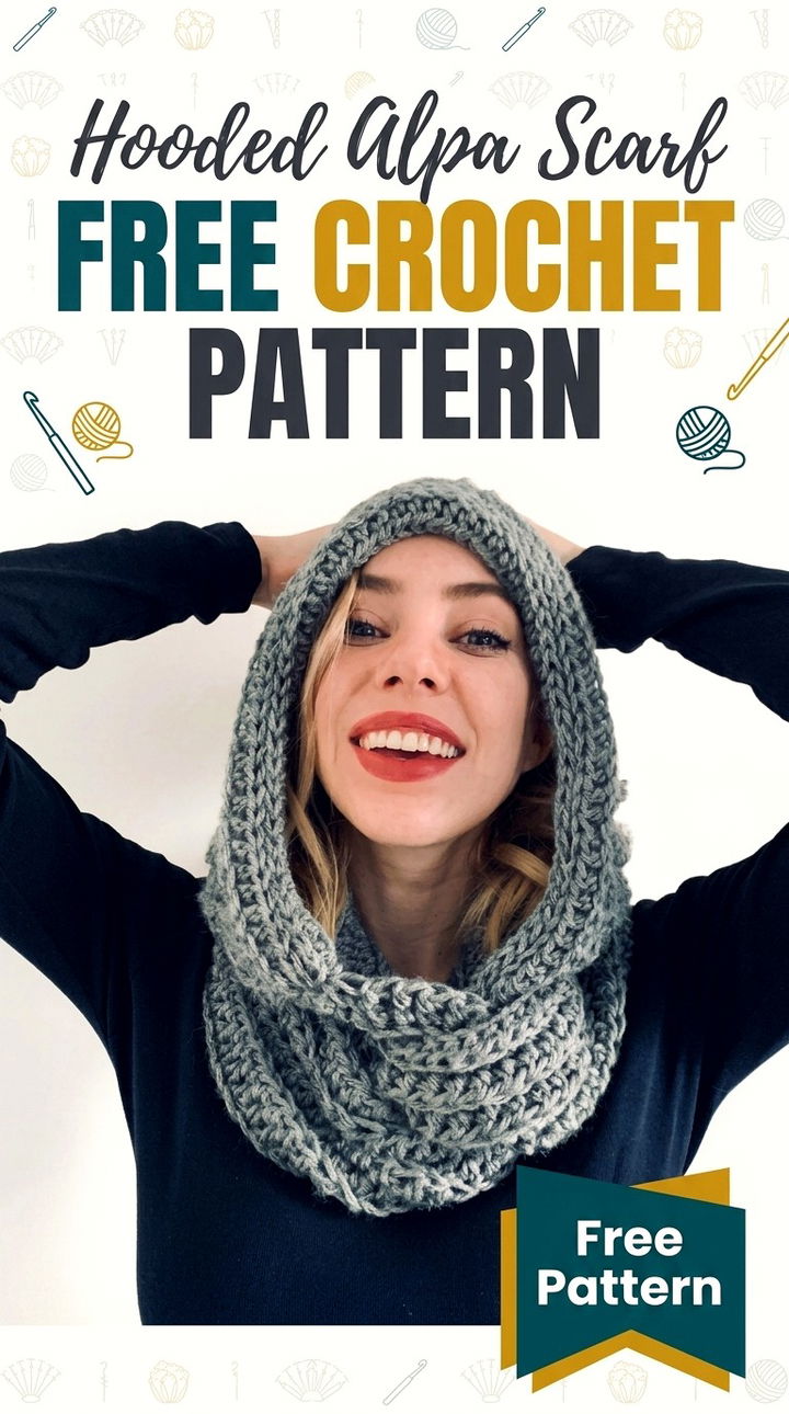 Hooded Alpa Scarf Bohemian Chic Winter Crochet Pattern