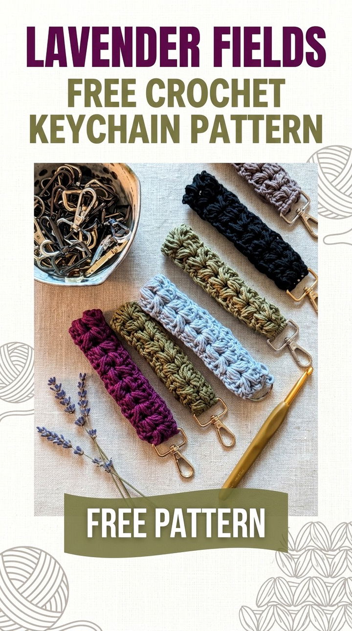 Lavender Fields Free Crochet Keychain Pattern Vibrant Retro Chic Bohemian Lifestyle Accent