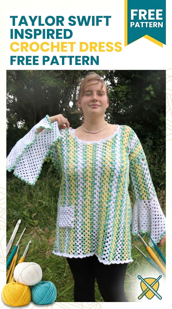 Taylor Swift Inspired Crochet Dress Vibrant Retro Chic Pop Culture Garment