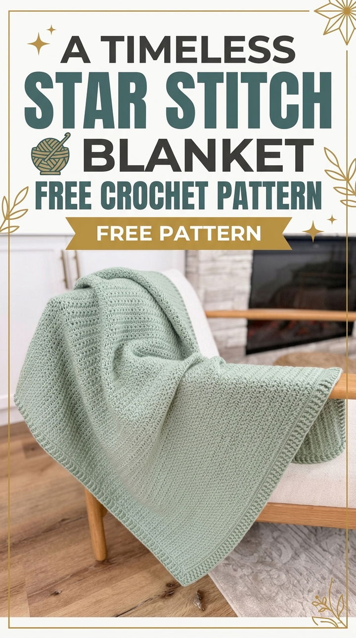 Timeless Star Stitch Blanket Vibrant Retro Chic Textured Heirloom Accent