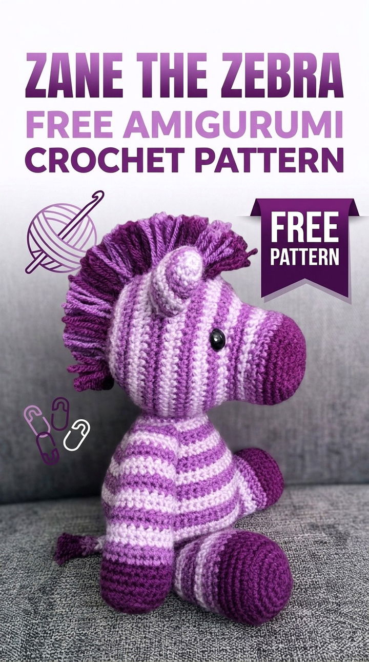 Zane the Zebra Whimsical Retro Chic Safari Amigurumi