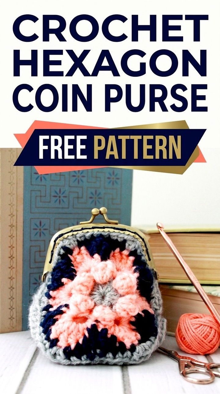 Crochet Hexagon Coin Purse Free Pattern Vibrant Retro Chic Bohemian Accessory Accent