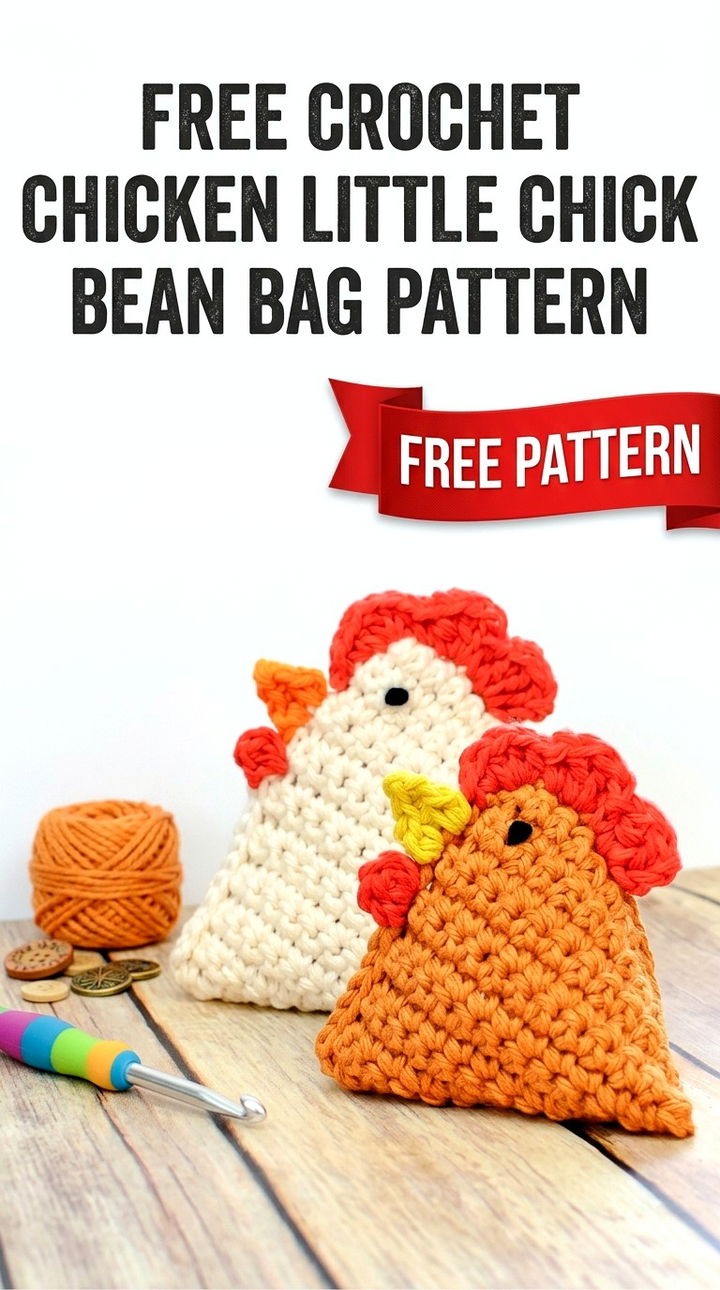 Free Crochet Chicken Little Chick Bean Bag Pattern Modern Retro Boho Style
