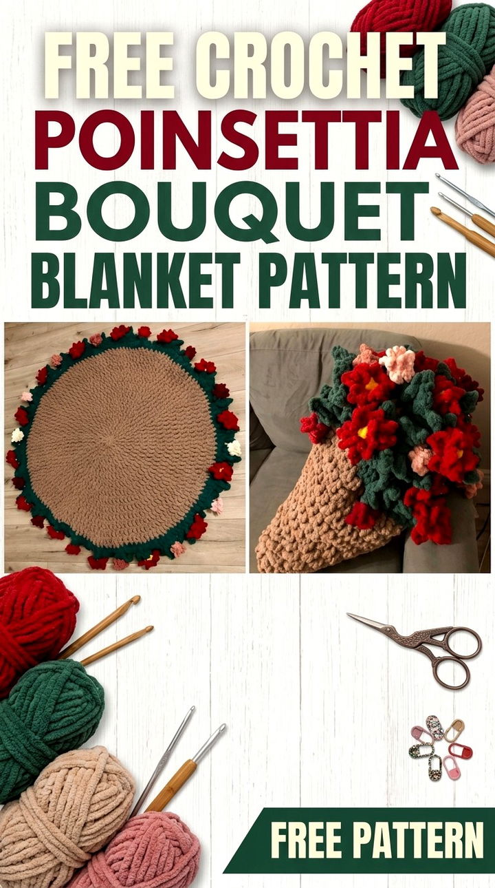 Free Crochet Poinsettia Bouquet Blanket Pattern